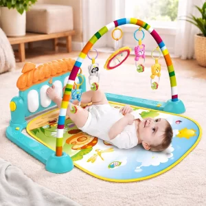 ToyTastic Baby Play Gym & Activity Mat with Kick & Play Piano – Infant Play Mat for 0–12 Months – Newborn Sensory Gym with Hanging Toys – Early Learning Floor Mat for Babies & Toddlers (0–2 Years)