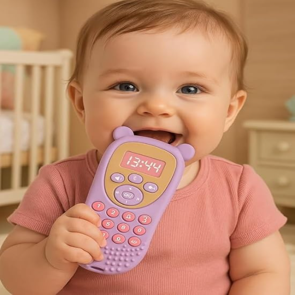 BabyGo Silicone Remote Teether Toy for Babies 6–12 Months – BPA-Free Teething Toy for Infants & Toddlers, Helps Teething Relief, Biting Skills Development, Color & Shape Recognition, Multicolor (Pack of 1) - Image 2