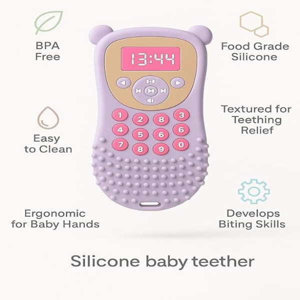 BabyGo Silicone Remote Teether Toy for Babies 6–12 Months – BPA-Free Teething Toy for Infants & Toddlers, Helps Teething Relief, Biting Skills Development, Color & Shape Recognition, Multicolor (Pack of 1) - Image 3