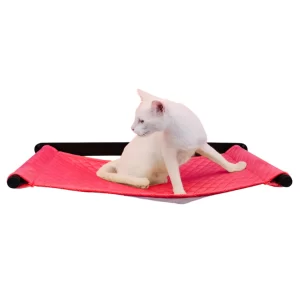 Wall-Mounted Cat Perch – Red Wall Hammock with Sturdy Metal Frame & Soft Fabric, Space-Saving Furniture for Cats & Kittens – Perfect for Apartments & Homes