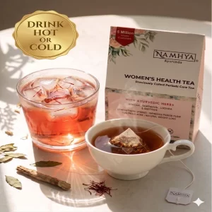 NAMHYA Women’s Health Tea – Ayurvedic PCOS Herbal Infusion | Shatavari & Ashoka Blend for Hormonal Balance Support | Menstrual Cycle Wellness Green Tea | Natural Herbal Tea – 100g (Pack of -2)