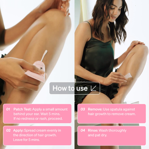 Namyaa Hair Removal Cream for Intimate Skin for Women with Free Vitamin C Serum, Gentle Painless Depilatory Cream – 60g Pack of 2, Smooth Hair Removal for Sensitive Areas - Image 3