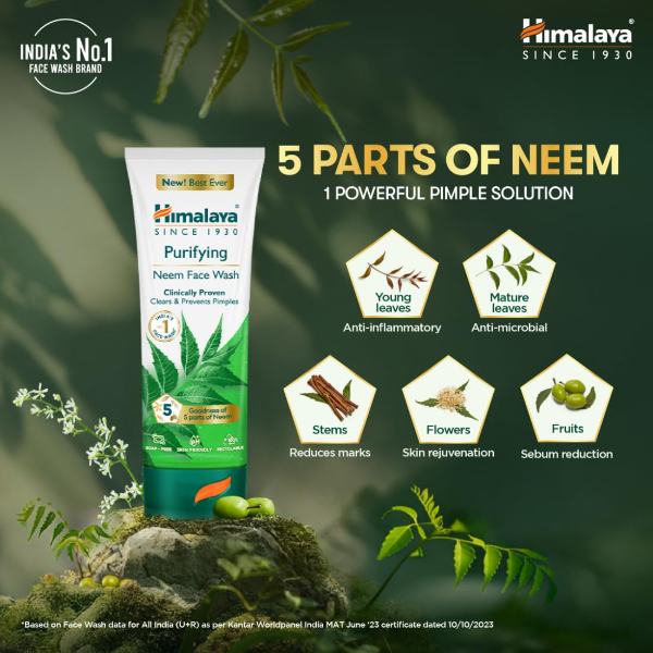 Himalaya Purifying Neem Face Wash - Acne & Pimple Control Daily Cleanser for Men and Women | Clinically Proven Formula with 5 Parts of Neem | Gentle Deep Cleansing Face Wash, 400 ml (Pack of -2) - Image 4