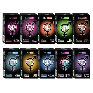 NOTTY BOY Condom Combo Pack for Men (100 Pieces, Set of 10 Packs) – Mixed Variety: Dotted, Ribbed, Ultra Thin, Delay & Flavored Condoms
