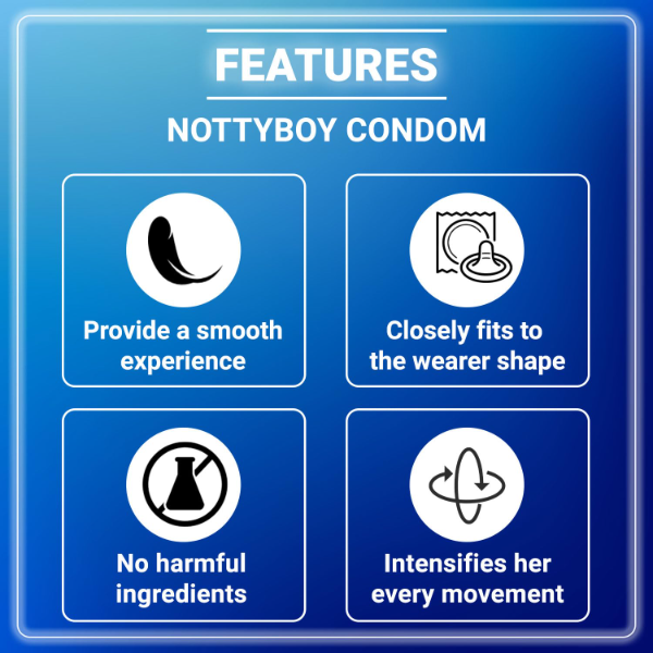 NOTTY BOY Condom Combo Pack for Men (100 Pieces, Set of 10 Packs) – Mixed Variety: Dotted, Ribbed, Ultra Thin, Delay & Flavored Condoms - Image 2