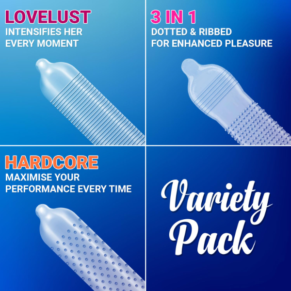 NOTTY BOY Condom Combo Pack for Men (100 Pieces, Set of 10 Packs) – Mixed Variety: Dotted, Ribbed, Ultra Thin, Delay & Flavored Condoms - Image 3