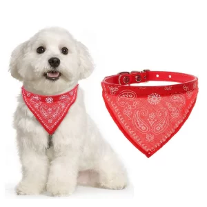 YellowCult Adjustable Padded Pet Collar with Cute Bandana – Small Dog, Cat, Puppy, Ferret & Rabbit Collar [10"-14"], Red Neck Scarf Design