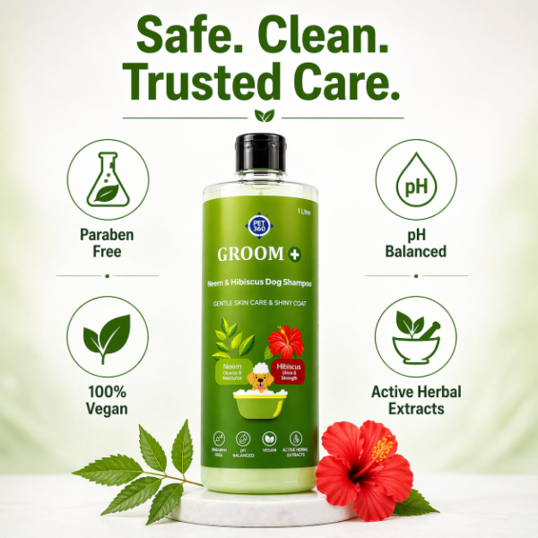 PET360 Groom+ Neem, Hibiscus & Oatmeal Dog Shampoo 1000ml – Vegan, Cruelty-Free & Non-Toxic Natural Pet Wash | pH Balanced Formula | Paraben & Phthalate Free Gentle Puppy & Dog Grooming Care - Image 2