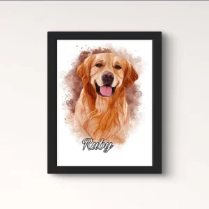 VSK SKETCH ART Personalized Digital Dog & Pet Oil Painting – Custom Photo Frame for Dogs, Cats, Horses, Rabbits & More – Custom Pet Portrait Artwork (Black, 8x12)