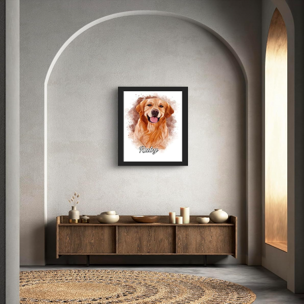 VSK SKETCH ART Personalized Digital Dog & Pet Oil Painting – Custom Photo Frame for Dogs, Cats, Horses, Rabbits & More – Custom Pet Portrait Artwork (Black, 8x12) - Image 3