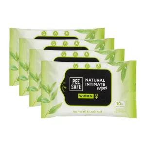 Pee Safe Natural Intimate Wipes – 40 Count | 100% Alcohol-Free pH-Balanced Feminine Hygiene Wipes | Tea Tree Oil & Aloe Vera | Paraben-Free & Sulfate-Free | Gentle Daily Intimate Care (Pack of-3)