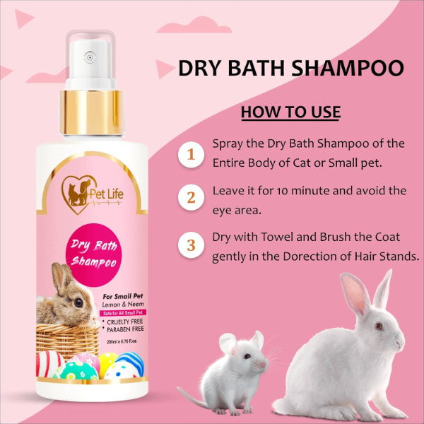 PETLIFE Organic Dry Bath Shampoo for Small Pets, Rabbits & Kittens – Waterless Spray Cleanser with Natural Ingredients for a Clean, Soft & Shiny Coat | 200 ml - Image 3