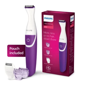 Philips Body Trimmer for Women – Skin Safe 2-in-1 Trim & Shave, Rounded Tips Hair Removal for Intimate Areas, Arms & Legs, No Irritation, Travel-Friendly, 2-Year Warranty