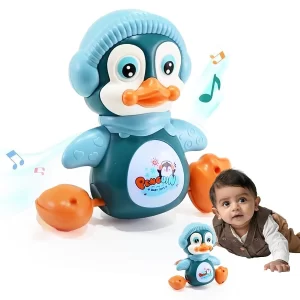 Jack Royal Musical Penguin Crawling Toy for Babies – Interactive Waving & Dancing Baby Toy with LED Lights, Sound Effects & Crawling Movement Learning Toy for Boys & Girls