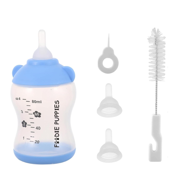 Foodie Puppies Pet Feeding Bottle Kit for Puppies, Dogs & Cats – 80ml Milk Nursing Bottle Set with Accessories | BPA-Free, Portable & Safe Pet Feeding Solution