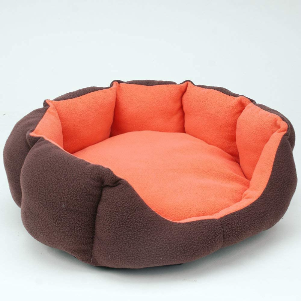 PetLux Reversible Fleece Pet Bed – Ultra-Soft Round Comfort Bed for Indoor Cats & Dogs | XL Size, Cozy Orange Cushion