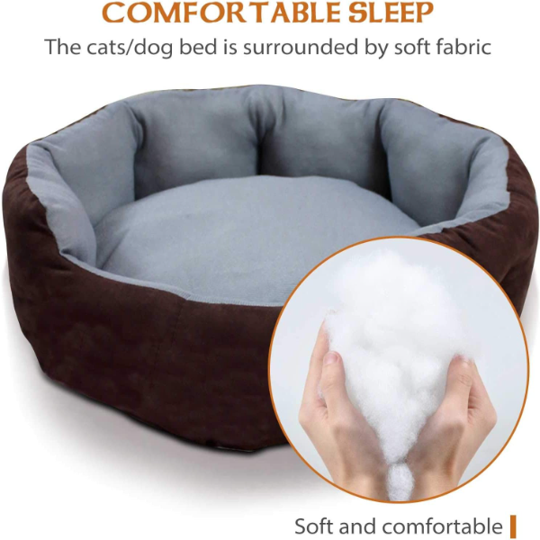 PetLux Reversible Fleece Pet Bed – Ultra-Soft Round Comfort Bed for Indoor Cats & Dogs | XL Size, Cozy Orange Cushion - Image 2