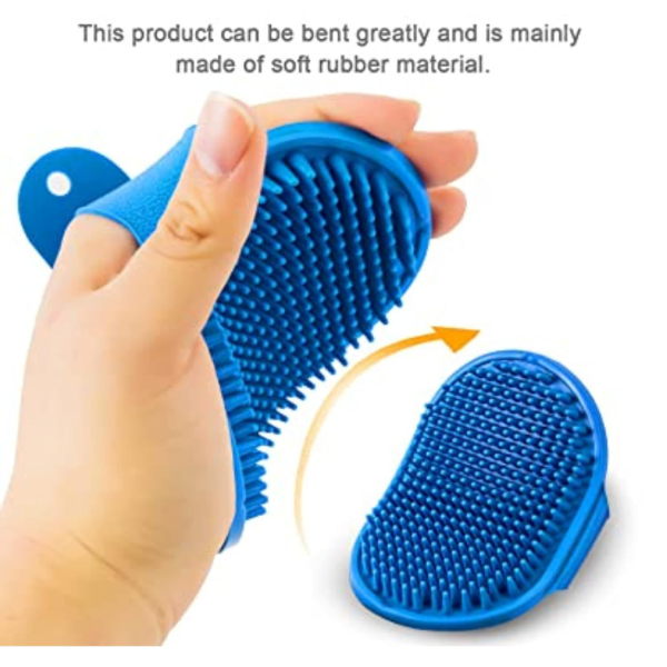 Pet Grooming & Massage Bath Glove for Dogs, Cats, Rabbits & Hamsters – Soft Rubber Bristle Hand Brush for Shampoo Bathing, Shedding & Gentle Fur Care | 1 Piece - Image 2