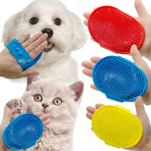 Pet Grooming & Massage Bath Glove for Dogs, Cats, Rabbits & Hamsters – Soft Rubber Bristle Hand Brush for Shampoo Bathing, Shedding & Gentle Fur Care | 1 Piece - Image 4