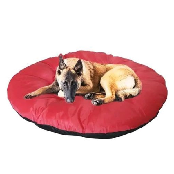Polyester Pet Bed for Dogs & Cats – Soft & Cozy Gaddi Pillow for Puppies, Rabbits & Persian Cats | All-Season Indoor & Outdoor Durable Washable Bed (Red & Black, Small)