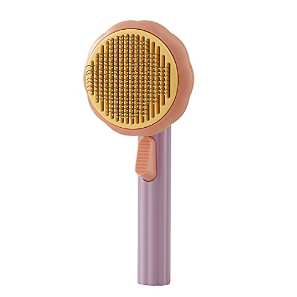 Pet Pumpkin Self-Cleaning Slicker Brush – Gentle Grooming for Dogs, Cats, Puppies & Rabbits | Removes Loose Undercoat, Mats & Tangles | Purple Pet Hair Brush
