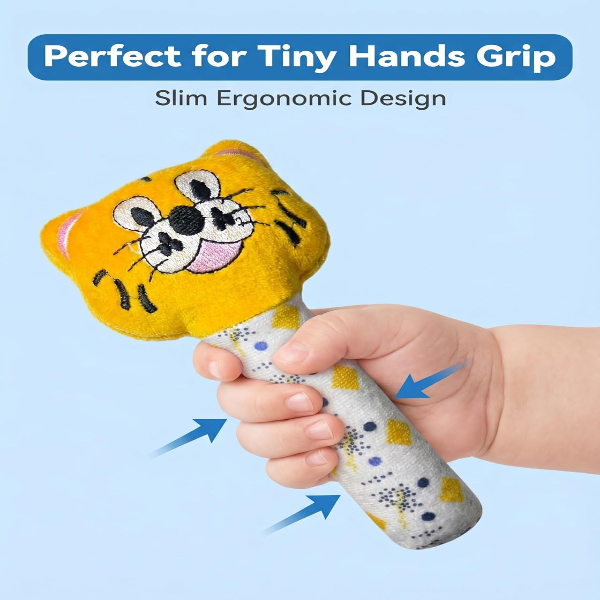 Soft Plush Cat Baby Rattle Toy for Newborns 0–6 Months – Gentle Sound Sensory Toy for Infants | Safe Soft Baby Toy for Early Development & Newborn Gift Idea - Image 3