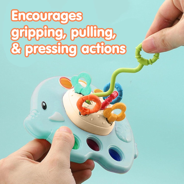 ToyTastic Montessori Pull String Baby Toy – Elephant Design Teether for 6+ Months – Food-Grade Silicone Sensory Toy for Infants – Travel-Friendly Learning Toy for Motor Skills & Early Development - Image 2
