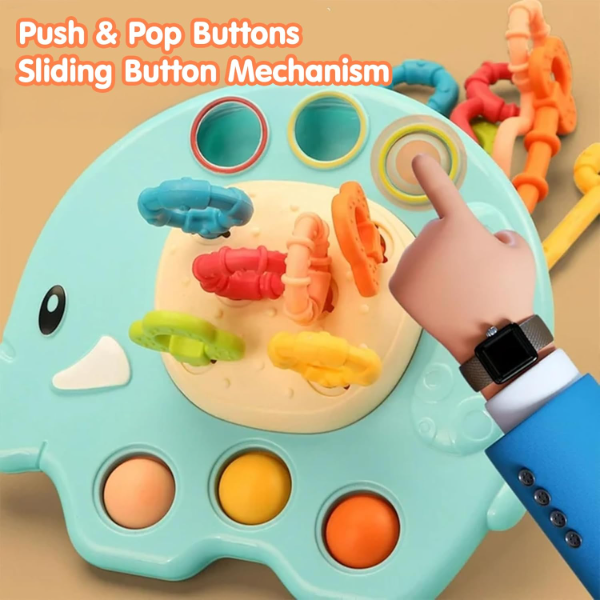 ToyTastic Montessori Pull String Baby Toy – Elephant Design Teether for 6+ Months – Food-Grade Silicone Sensory Toy for Infants – Travel-Friendly Learning Toy for Motor Skills & Early Development - Image 4