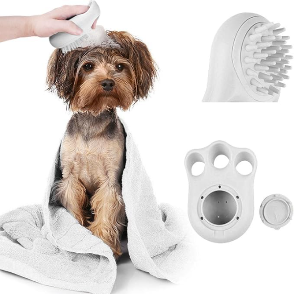 Foodie Puppies Pet Bath Brush with Shampoo Dispenser | Soft Silicone Grooming & Shedding Brush for Dogs, Cats & Rabbits - Image 2