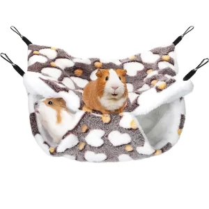 Qpets Winter Hammock Bed for Hamsters & Small Pets – Soft Plush Hanging Sleeping Bag House for Warm & Cozy Comfort (S)