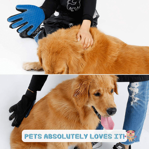 RAMHAL Pet Grooming Gloves – Deshedding & Massage Mitt for Dogs, Cats, Rabbits & Horses | Effective Hair Removal for Long & Short Hair Pets | Blue 1PC Grooming Glove - Image 3