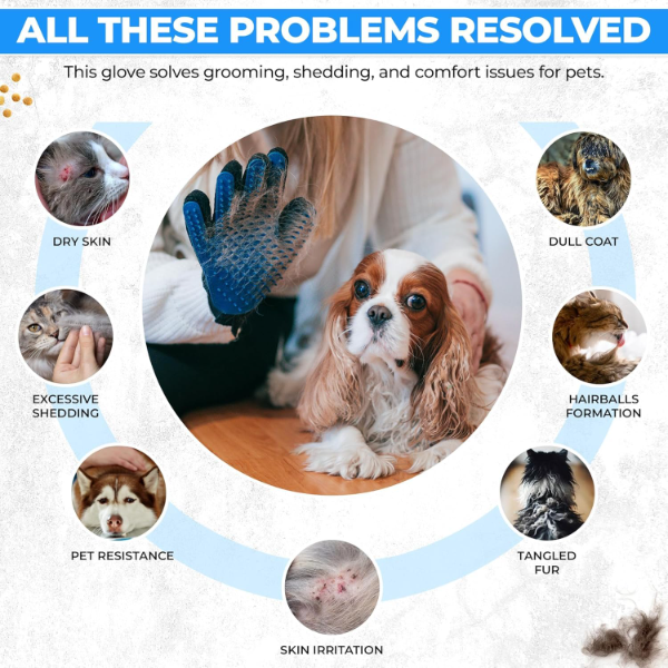 RAMHAL Pet Grooming Gloves – Deshedding & Massage Mitt for Dogs, Cats, Rabbits & Horses | Effective Hair Removal for Long & Short Hair Pets | Blue 1PC Grooming Glove - Image 4