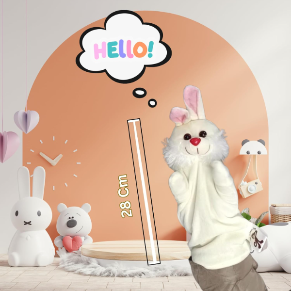 Cute Plush Bunny Hand Puppet for Kids – Soft Rabbit Puppet Toy for Storytelling, Role Play & Interactive Learning | Educational Hand & Finger Puppet for Toddlers and Children - Image 3