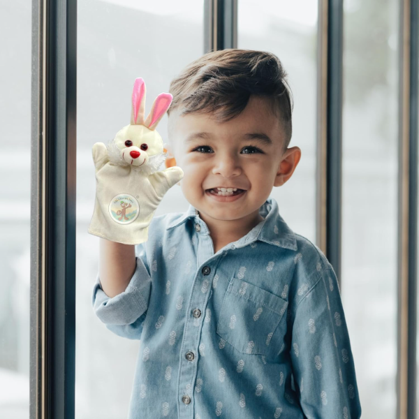 Cute Plush Bunny Hand Puppet for Kids – Soft Rabbit Puppet Toy for Storytelling, Role Play & Interactive Learning | Educational Hand & Finger Puppet for Toddlers and Children - Image 4