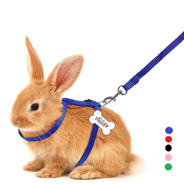 Adjustable Pet Walking Harness & Leash for Rabbits, Cats & Small Pets – Safe Nylon Jogging & Running Harness (Pink)