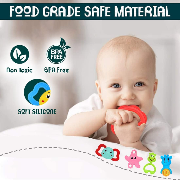 ToyTastic 7-Piece Baby Rattle & Teether Set – Newborn Infant Toys Gift Pack – BPA-Free Non-Toxic Sensory Toys for Babies 0–12 Months – Early Learning & Teething Relief Toys for Boys and Girls - Image 2