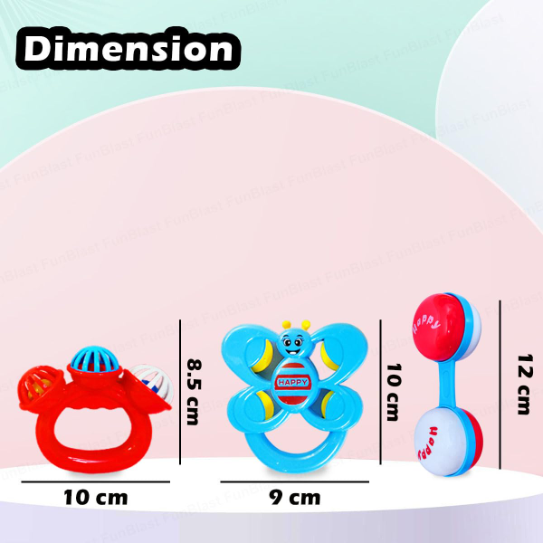 Baby Rattle Toys Set of 3 for Infants, Colorful Sensory & Sound Toys for Newborns, Early Development Learning Toys for Babies 3+ Months, Easy-Grip Interactive Rattles for Boys & Girls - Image 2
