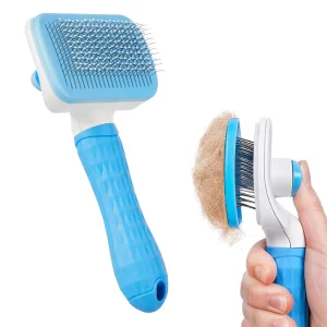 Self-Cleaning Slicker Grooming Brush for Dogs & Cats – Konica Basics Pet Hair Removal Tool for Shedding, Detangling & Daily Grooming (Rectangular Design)