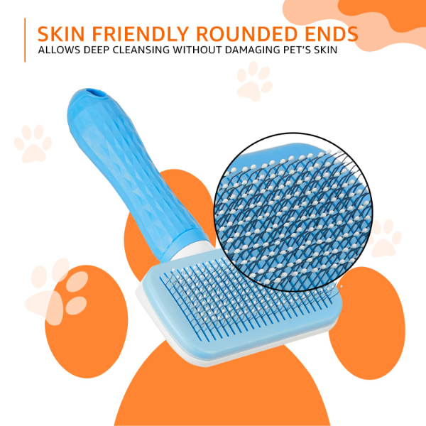 Self-Cleaning Slicker Grooming Brush for Dogs & Cats – Konica Basics Pet Hair Removal Tool for Shedding, Detangling & Daily Grooming (Rectangular Design) - Image 3