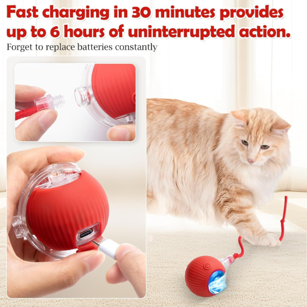 Smart Rolling LED Cat Toy Ball – Automatic Motion Activated USB Rechargeable Interactive Toy for Indoor Cats, Kittens, Puppies & Small Dogs | Fun IQ Training & Exercise Pet Ball - Image 3