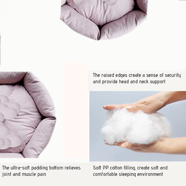 Reversible Ultra-Soft Velvet Luxury Sofa & Pet Bed – Cozy Dog, Cat, Puppy & Small Animal Bed | 68x68x20 cm, Cream - Image 2