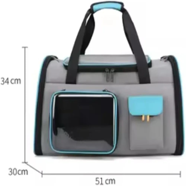 Risan Pets Airline-Approved Travel Carrier Bag – Breathable Mesh Pet Carrier for Cats, Small Dogs, Puppies, Kittens, Rabbits & Birds | Portable 20 x 11 x 11 Inch, Dark Grey & Orange - Image 4