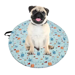 24" Orthopedic Round Pet Bed – Soft Dog & Cat Mat for Small Breeds, Puppies, Kittens & Rabbits | Washable, Non-Skid, Portable with Handle | Indoor & Outdoor Multi-Color