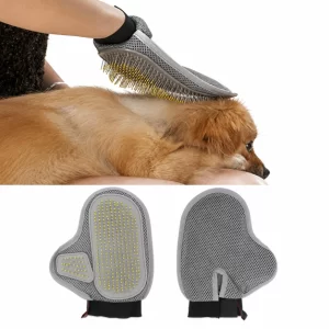 Pet Grooming Gloves for Dogs, Horses & Cattle – Deshedding Rubber Brush for Bath & Massage – Wet/Dry Use