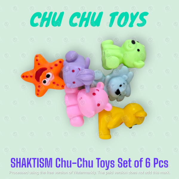 SHAKTISM 6-Pack Chu Chu Squeaky Baby Bath Toys – Soft Natural Rubber Animal Squeeze Toys for Toddlers & Infants, Non-Toxic Floating Bathtub Play Set for Sensory Learning, Safe Water Play Toys for Kids - Image 2