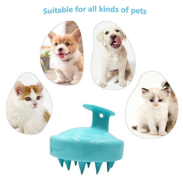 Silicone Dog Bath Brush for Grooming – Soft Pet Shampoo Massage Brush with Comfortable Loop Handle for Dogs & Pets (Pale Blue) - Image 3