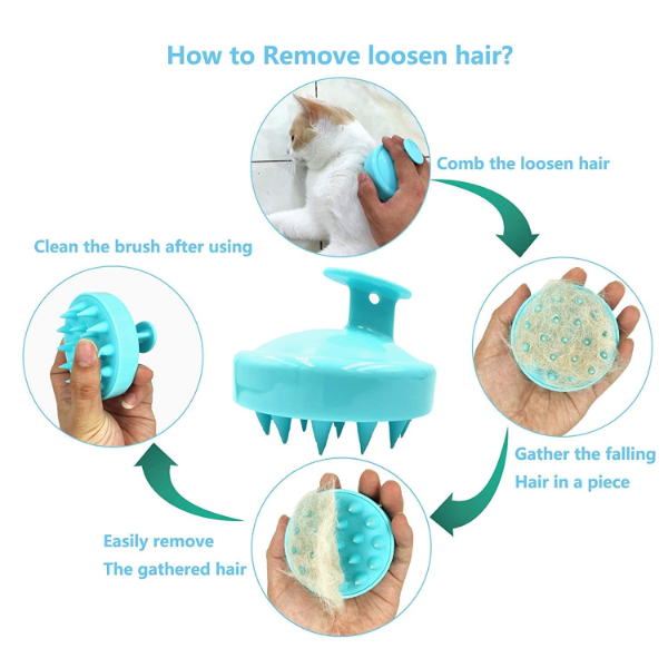 Silicone Dog Bath Brush for Grooming – Soft Pet Shampoo Massage Brush with Comfortable Loop Handle for Dogs & Pets (Pale Blue) - Image 4