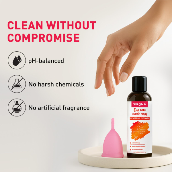 Sirona Natural Menstrual Cup Wash for Women, Rose Fragrance Cup Cleanser, Gentle & Hygienic Menstrual Cup Cleaning Solution, Feminine Hygiene Care, 100 - Image 2