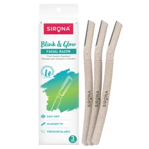 Sirona Face Razor for Women (Pack of 3) – Facial Hair Remover with German Blades, Painless Hair Removal for Upper Lip, Eyebrows, Chin, Peach Fuzz, Forehead & Sideburns
 (Packet-5, 15 pcs)