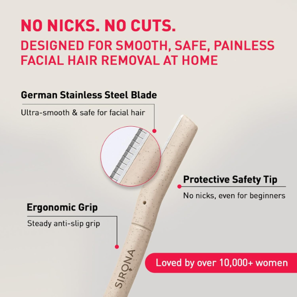 Sirona Face Razor for Women (Pack of 3) – Facial Hair Remover with German Blades, Painless Hair Removal for Upper Lip, Eyebrows, Chin, Peach Fuzz, Forehead & Sideburns
(Packet-5, 15 pcs) - Image 4